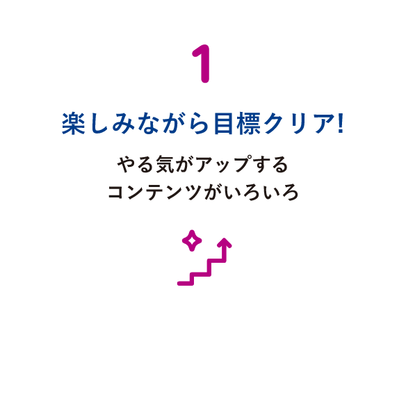 1 楽しみながら目標クリア! やる気がアップするコンテンツがいろいろ